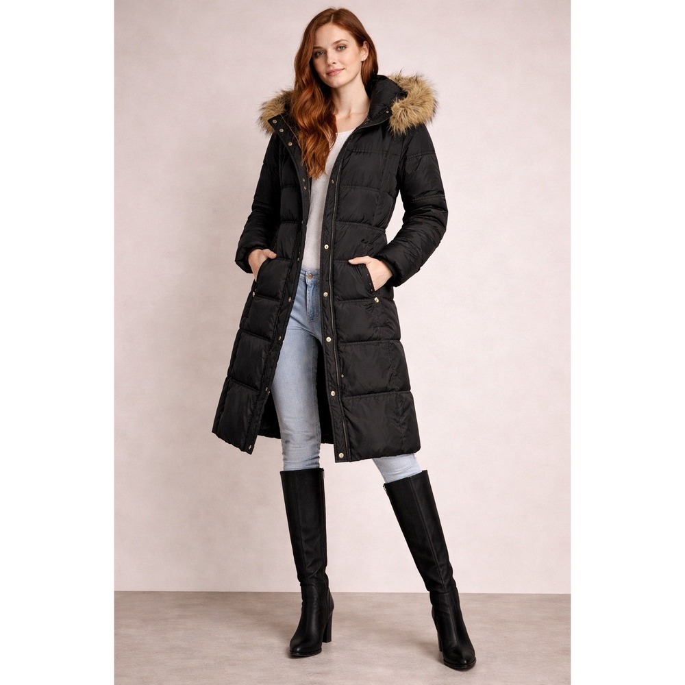 Michael Kors Black Hooded Quilted Packable Down Coat Women's XS Long Sleeve